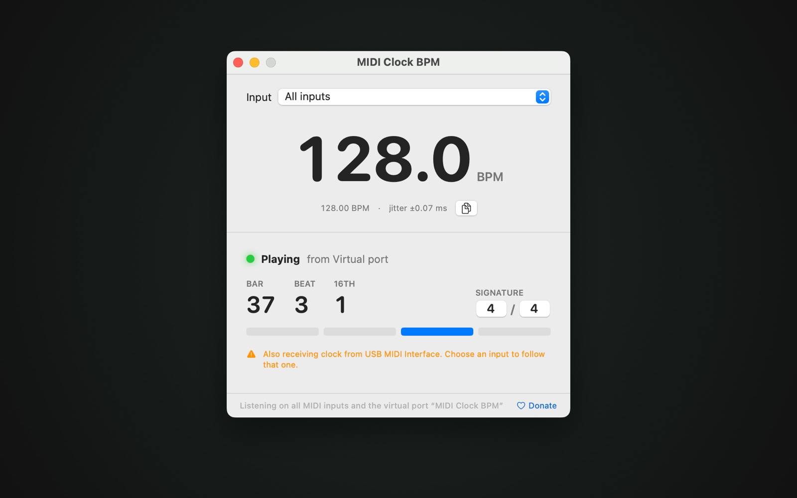 A warning when two inputs send clock at the same time